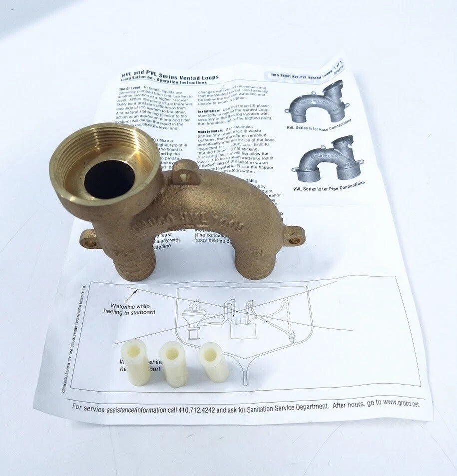 Groco HVL-1000 Bronze Vented Loop for 1'' ID Hose (Missing VL1501 Cap)