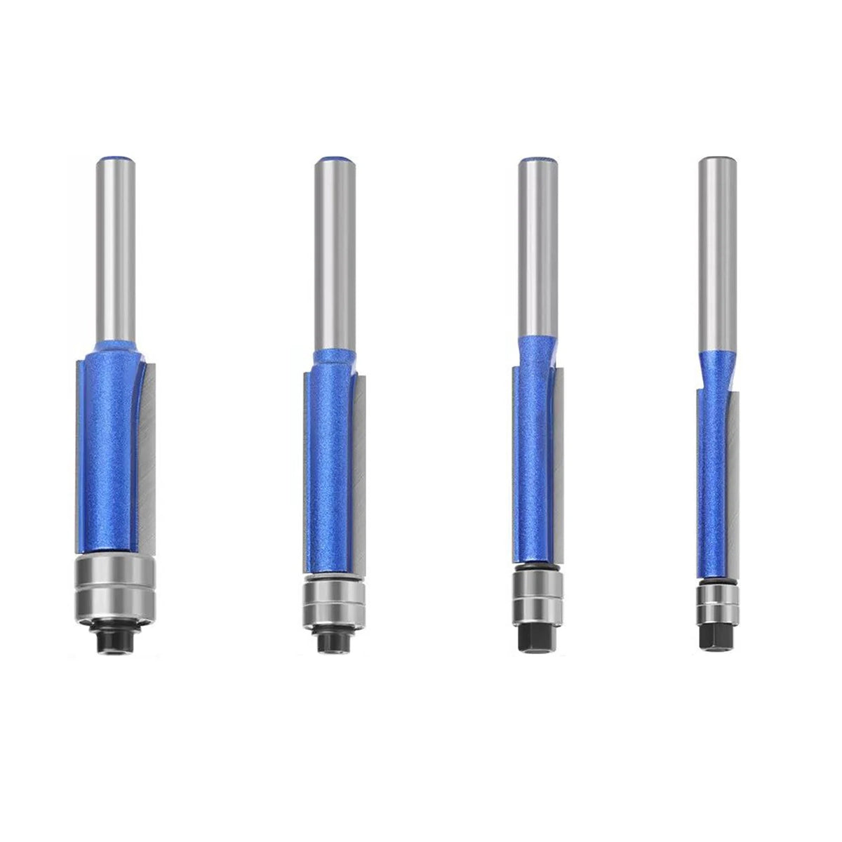 Set of 4 Router Bit Template Cutters for Woodworking (1/4 Shank)