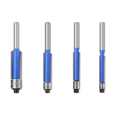 Set of 4 Router Bit Template Cutters for Woodworking (1/4 Shank)