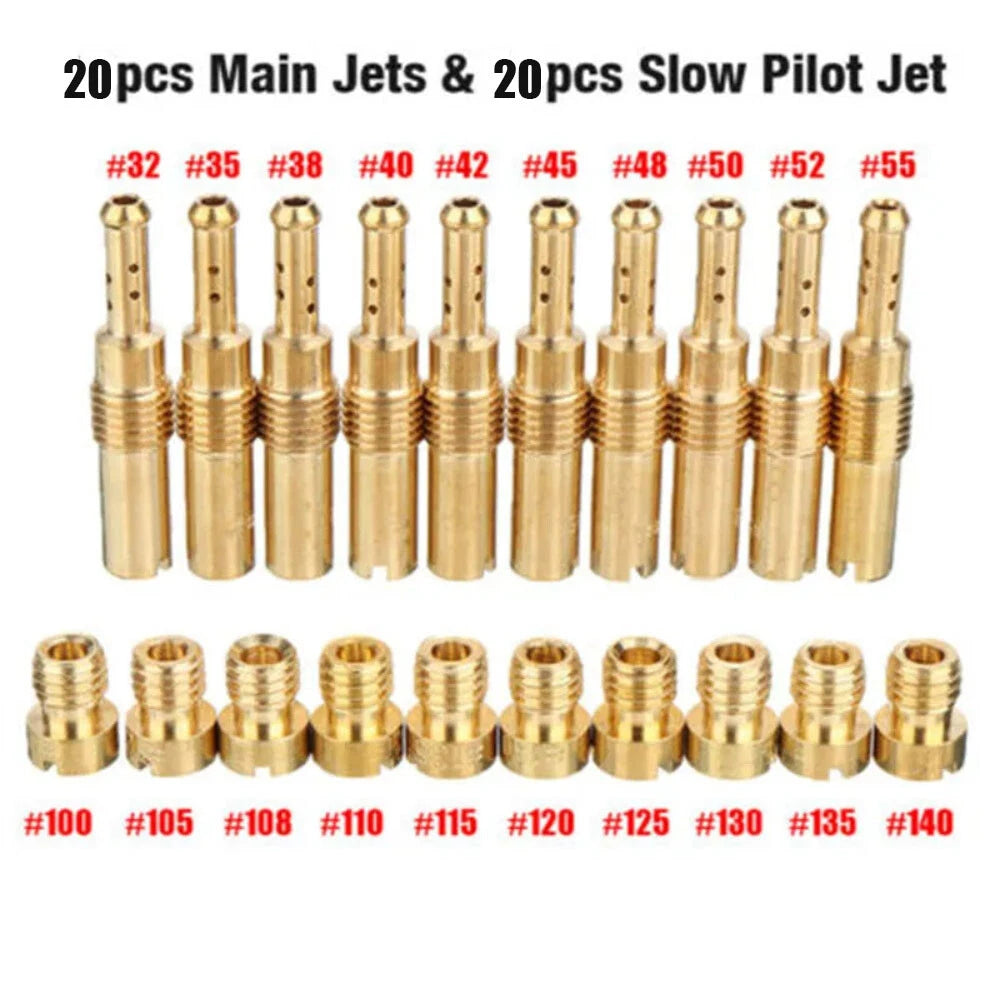 20Pcs Main & Slow Jets for PWK Keihin OKO CVK PE Carburetor