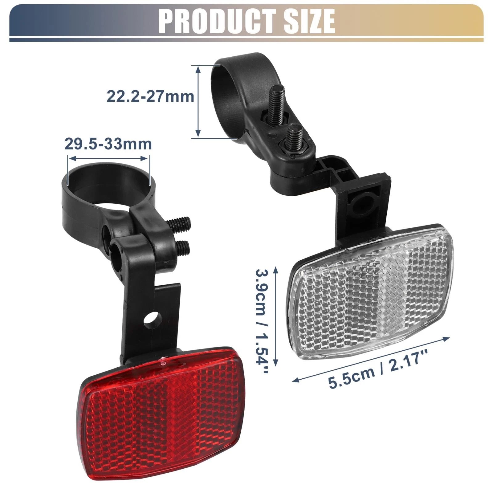 2pcs Bicycle Front Rear Reflector Kit for Mountain Bike Safety Red White