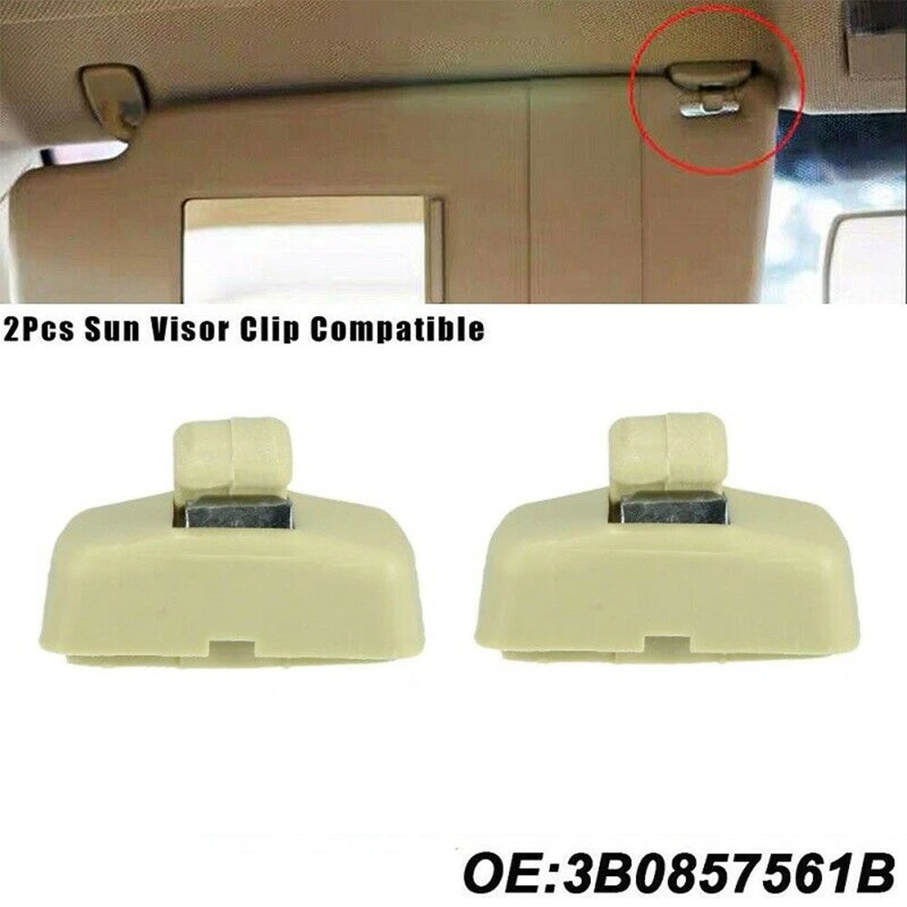 Set of 2 Sun Visor Bracket Clips for Skoda Octavia (1997–2011) Beige ABS