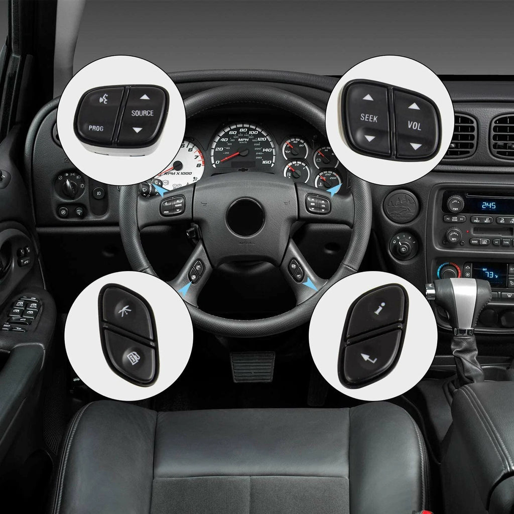 Set of 4 Steering Wheel Switch Control Buttons for Chevy Silverado (2003–2007)