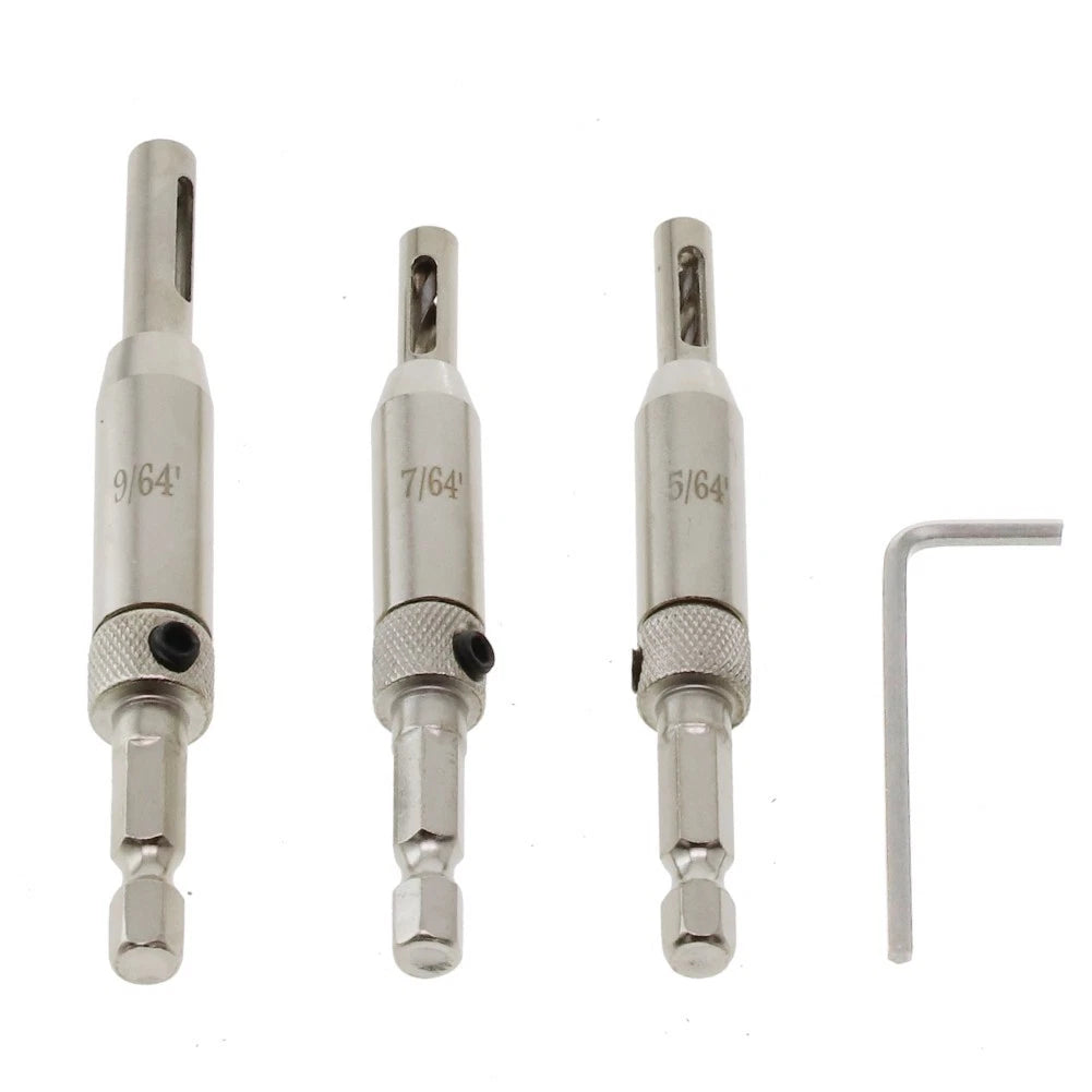 Holes Hinge Drill Bit Set (5/64", 7/64", 9/64") - High-speed Steel