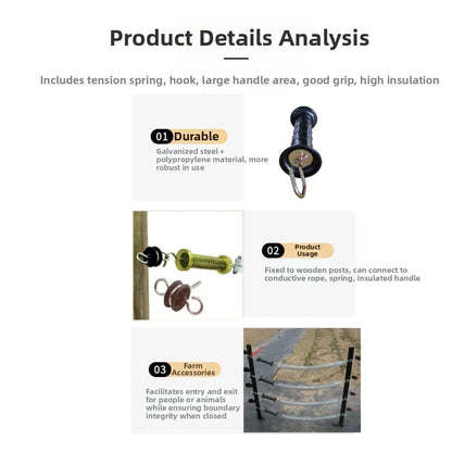 Electric Fence Door Handle for Ranch Livestock (Insulated, Rust Resistant)