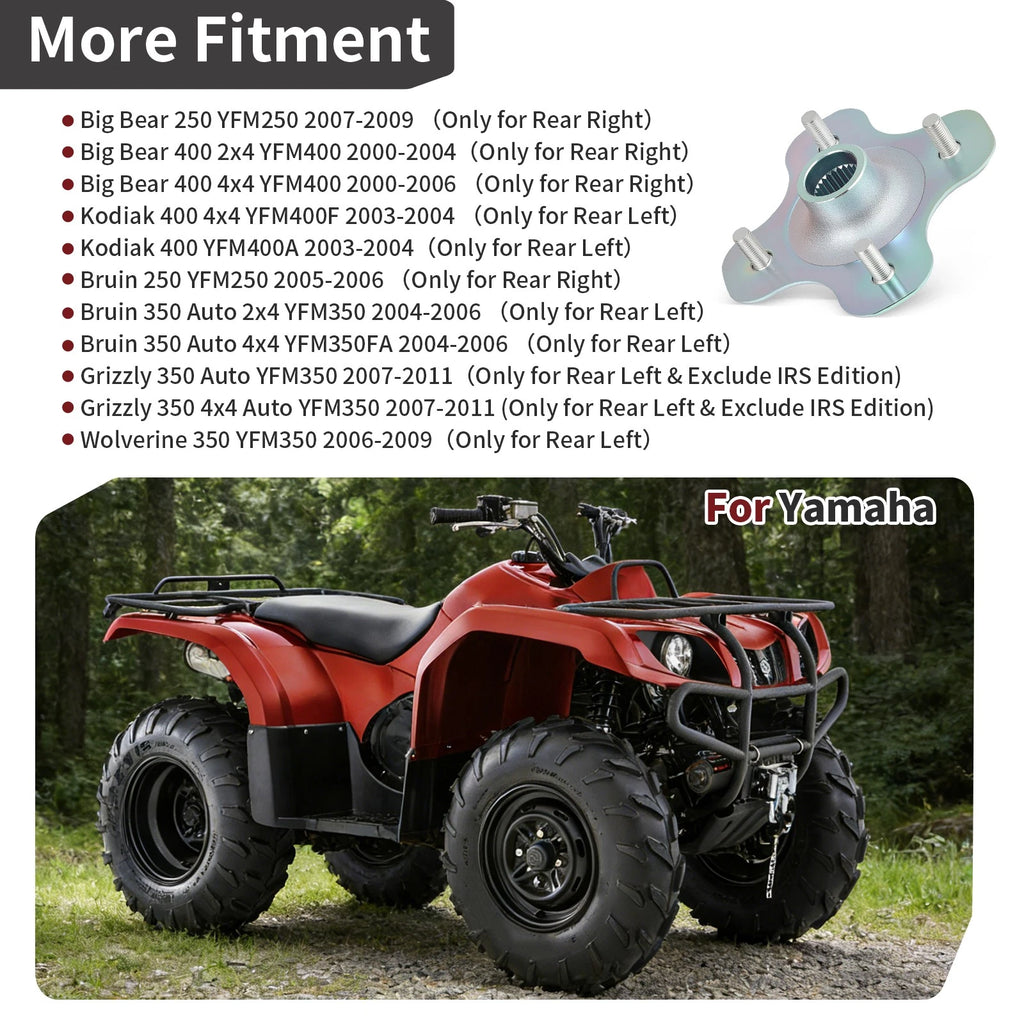 Rear Left Wheel Hub for Yamaha Grizzly 350 YFM350 4x4 (2007–2011) 5FU-F5377-10-00