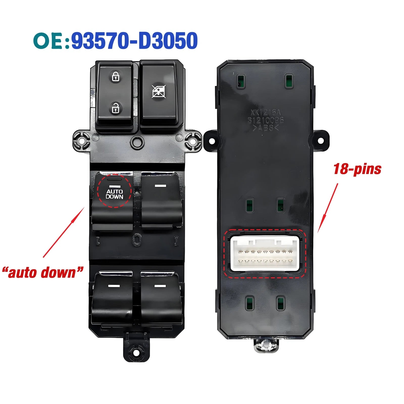 Power Window Control Switch for Hyundai Tucson (2016–2021) 93571D3050