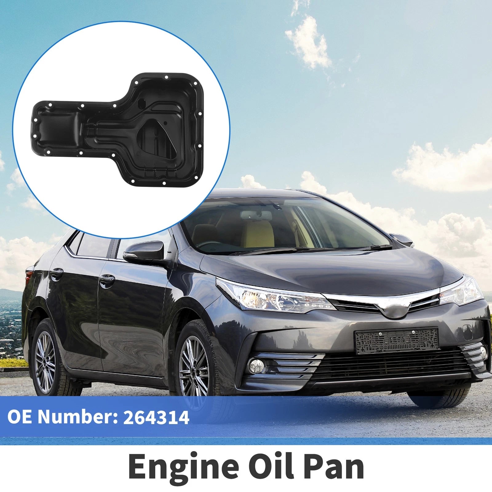 Engine Oil Pan Replacement Steel Black for Toyota Corolla (1998–2008)