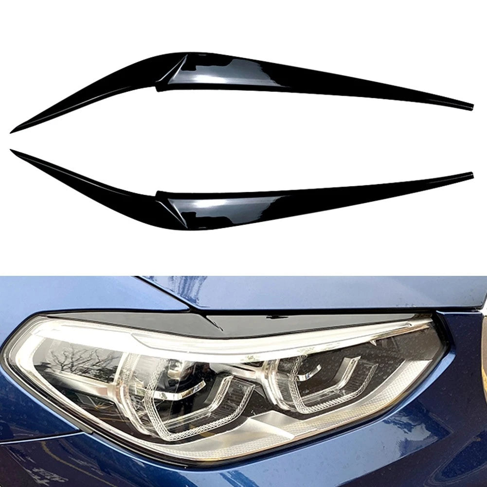 Headlight Eyebrow Eyelid Cover Trim for BMW X3 X4 (2018–2021) Glossy Black
