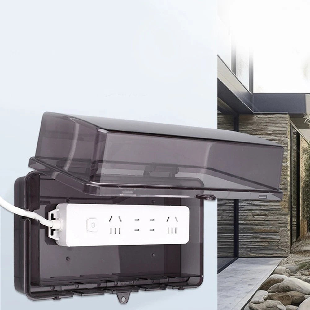 Outdoor Socket Waterproof Box for Power Strips (Large Space, Black)