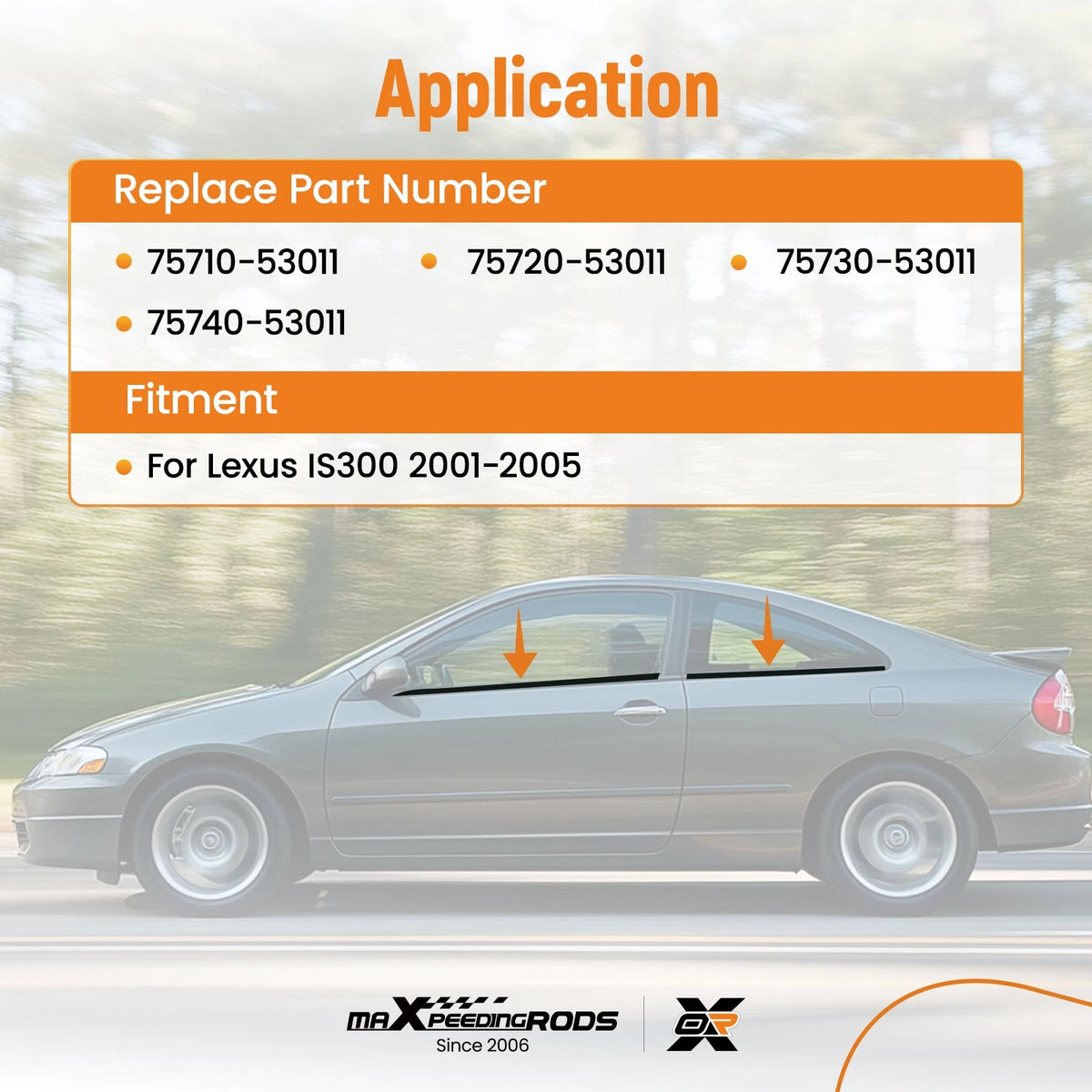 4X Window Belt Weatherstrip Kit for Lexus IS300 (2001–2005) 75720-53011