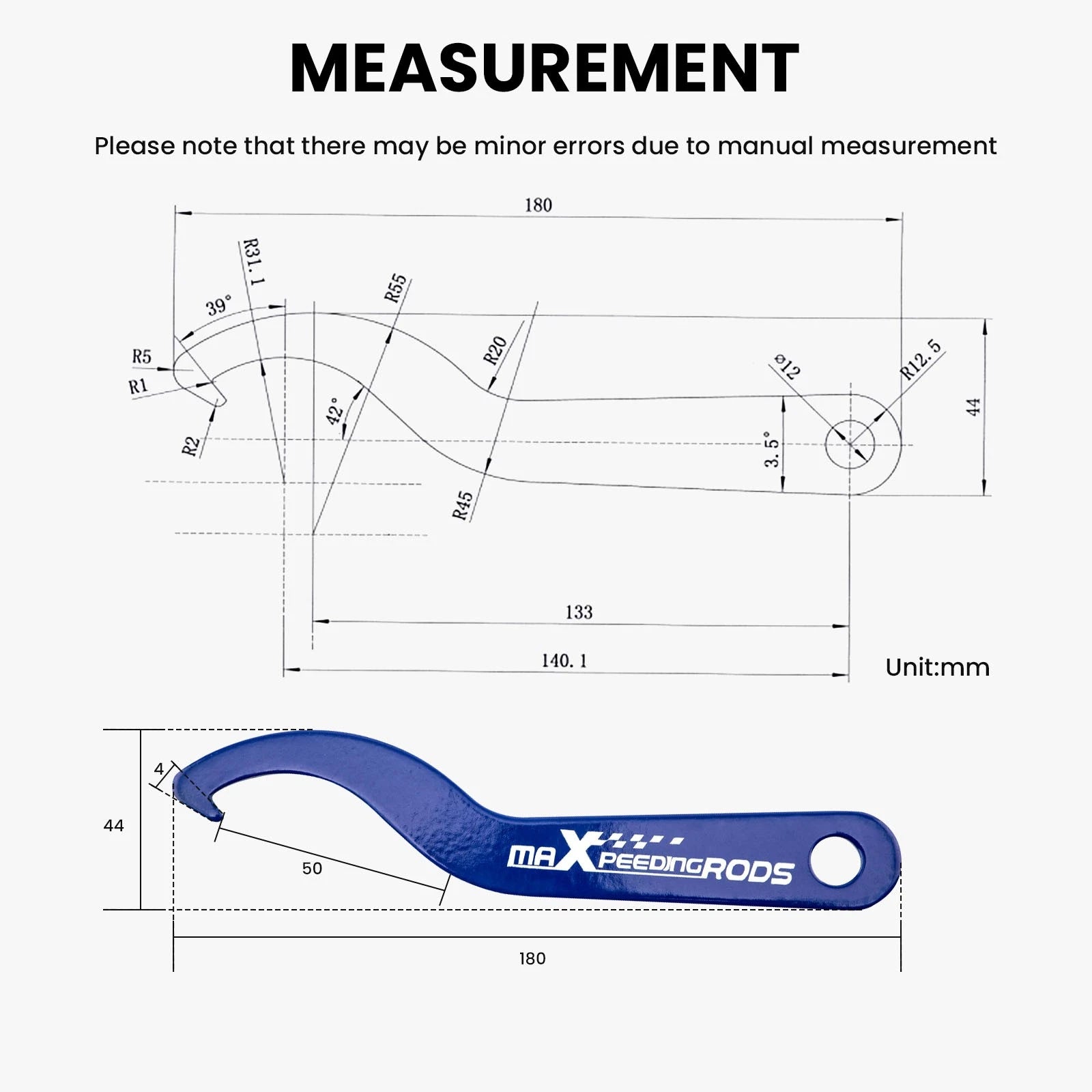 Coilover C Spanner Hook Wrench for Universal Applications (1 Pair)