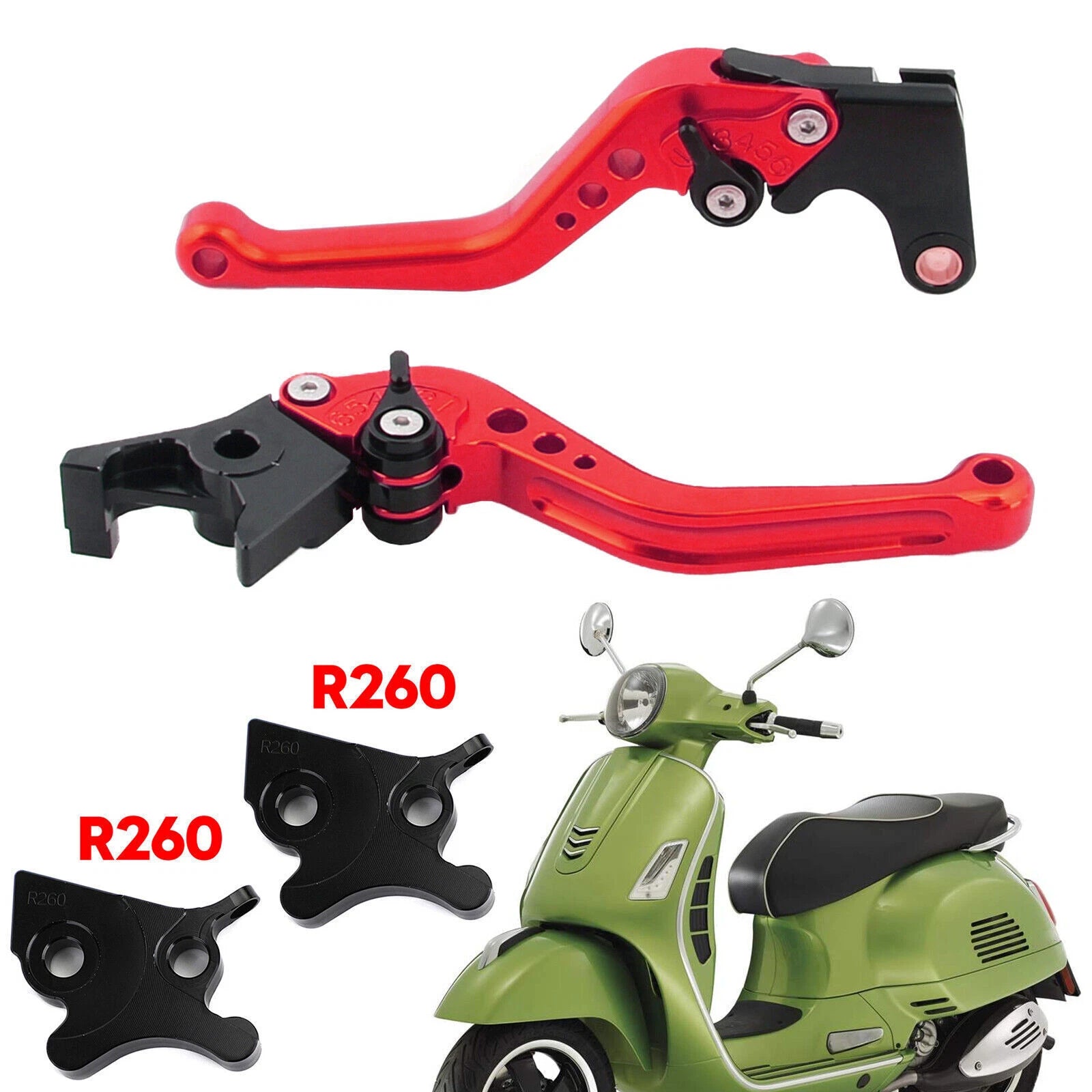 Short Clutch Brake Lever for Vespa GTS 300 Super (2008–2023) Red T9