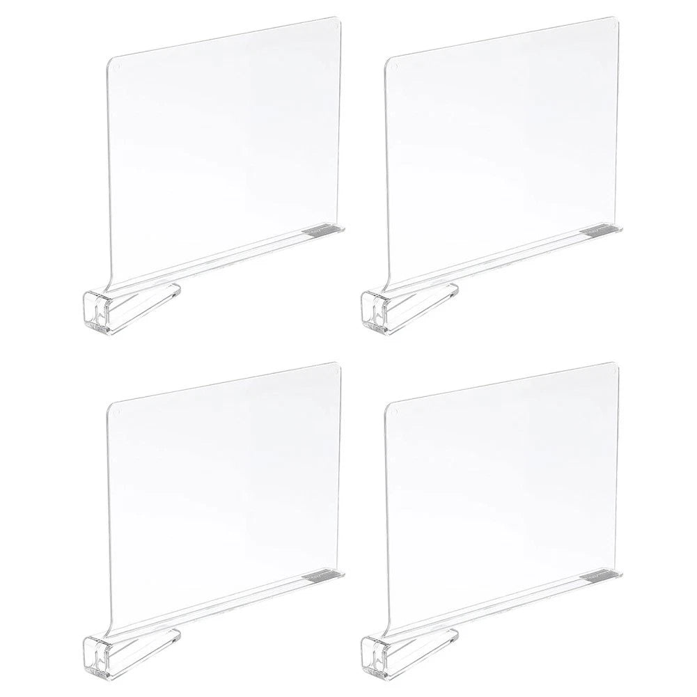 Set of 4 Clear Acrylic Shelf Dividers for Classroom and Kitchen Storage