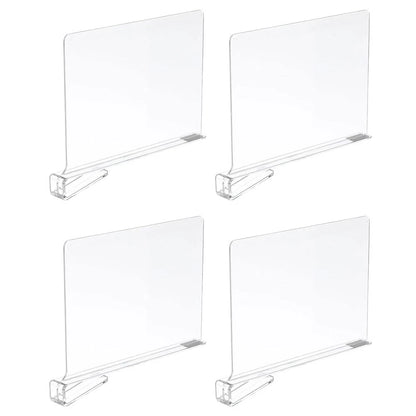 Set of 4 Clear Acrylic Shelf Dividers for Classroom and Kitchen Storage