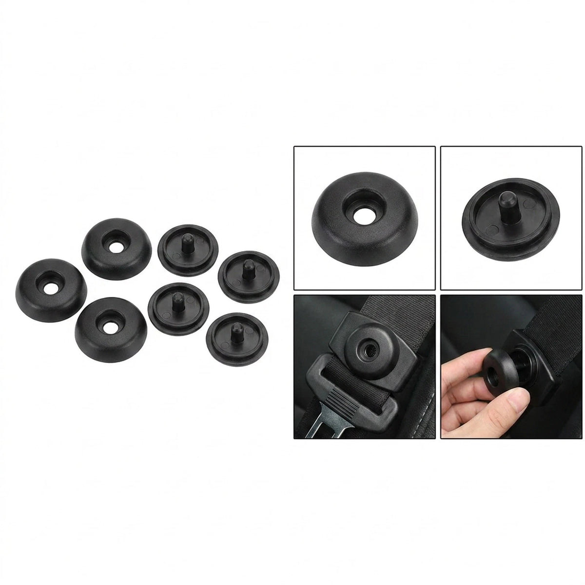 Set of 4 Seat Belt Button Buckle Stops for Universal Fit (2010–2023)