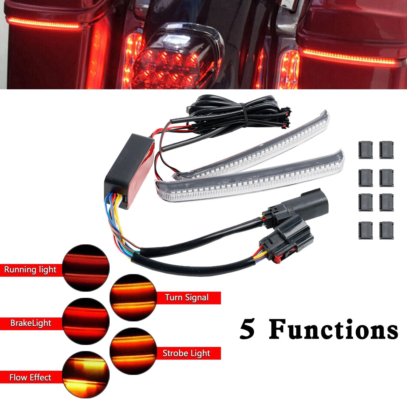 Saddlebag LED Flowing Turn Signal Light for Road Glide FLHR CVO (2014–2022)