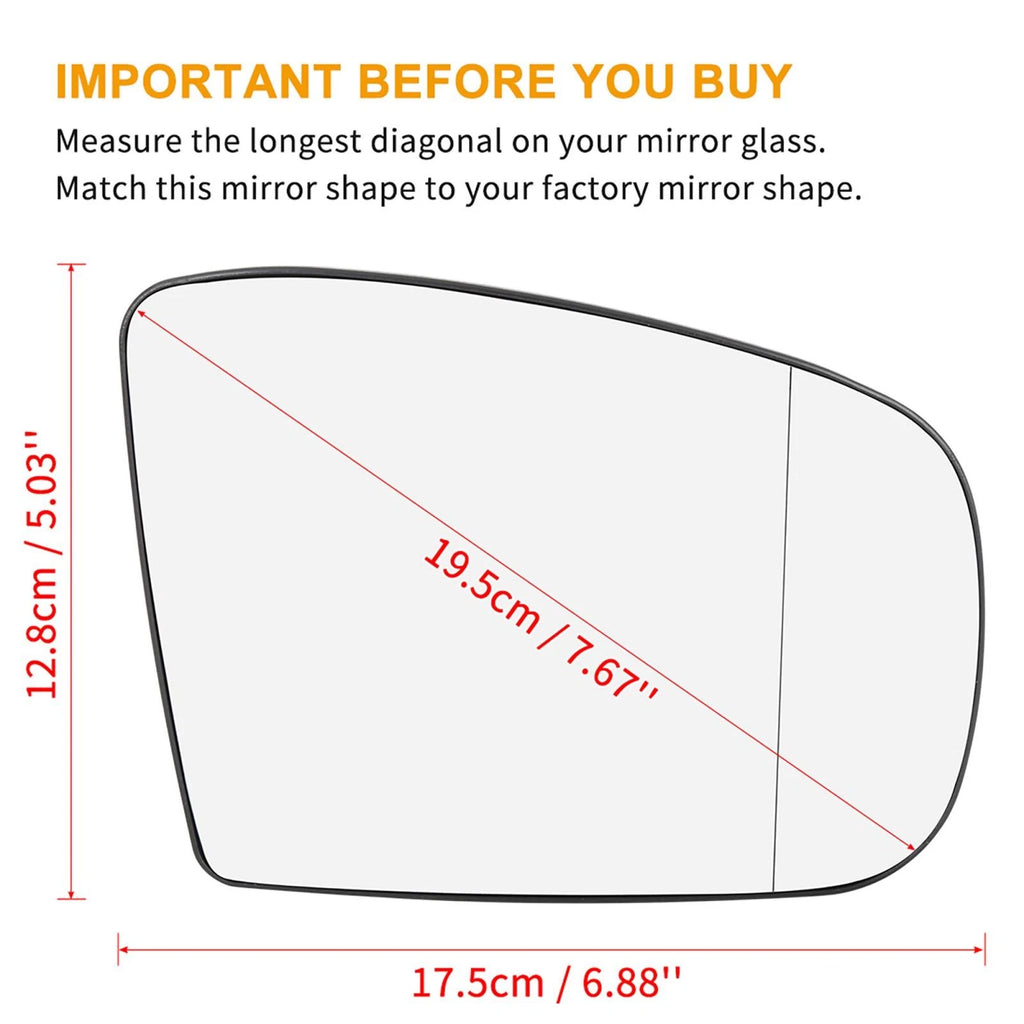 Heated Side Mirror Glass Right Passenger Side with Backing for Mercedes ML320 (2006–2011)
