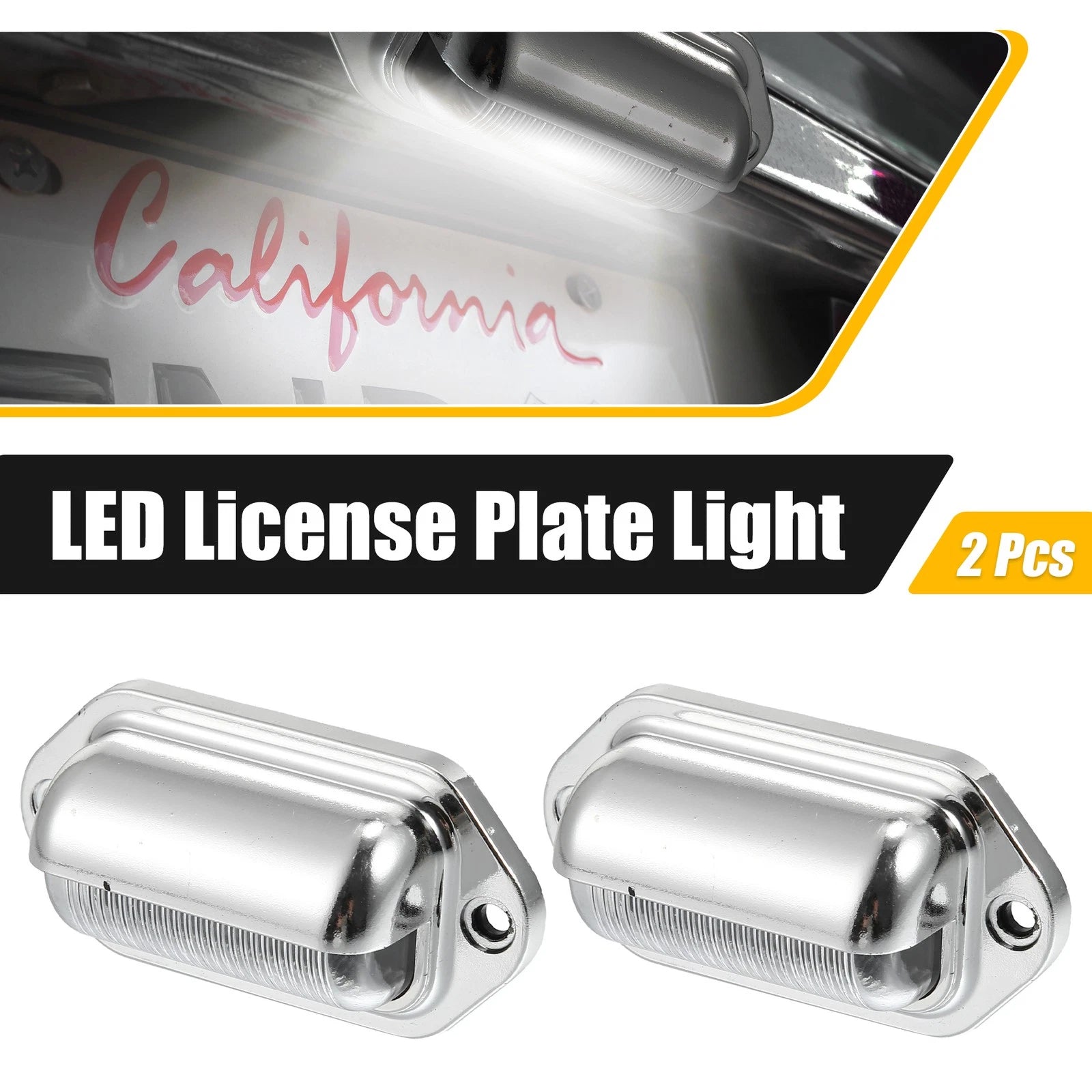 LED License Plate Light Pair for Trailer 6000K White (2 Pieces) (—)