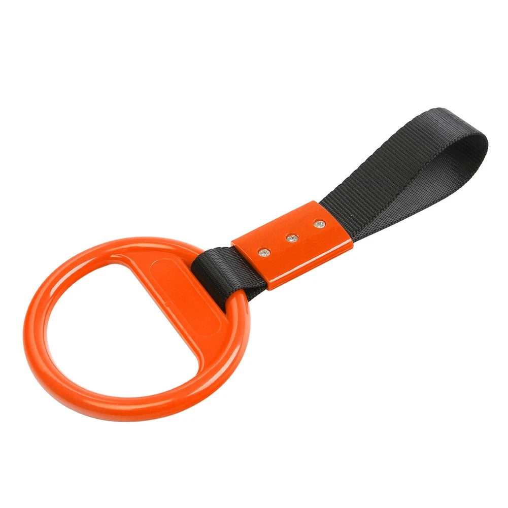 Round Ring Handle Strap for Train Bus (PVC Plastic, Black/Orange)