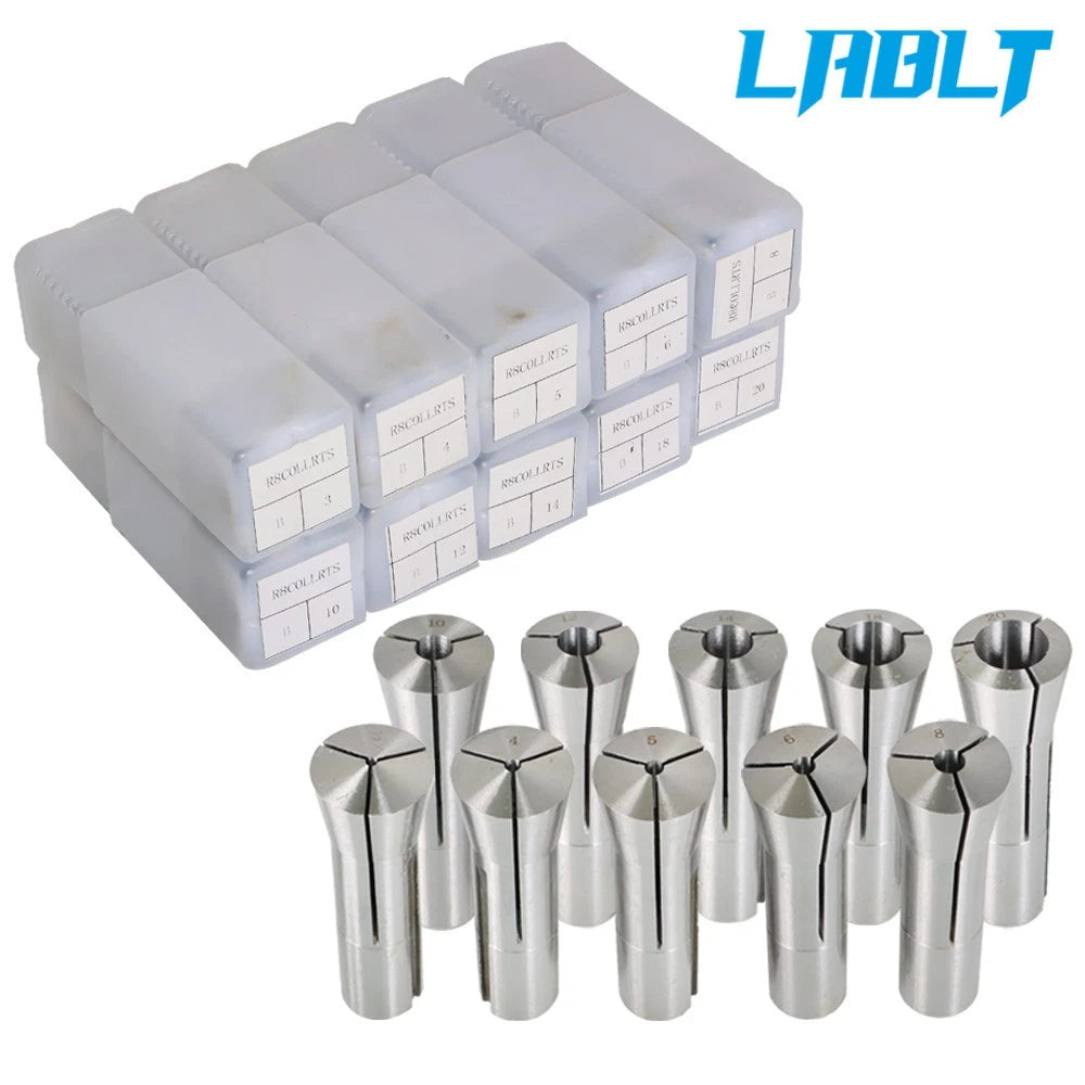 10 Pcs R8 Round Spring Collet Set for (3-20mm)