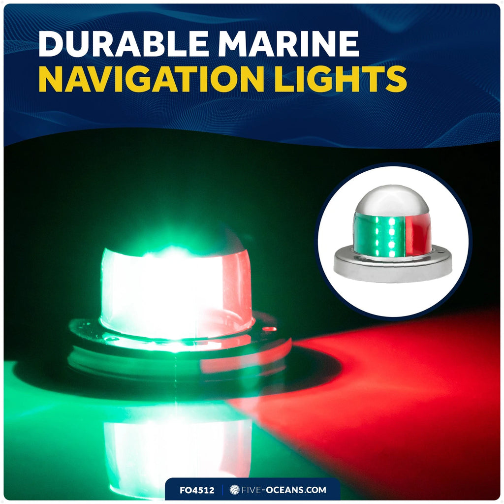LED Bow Navigation Lights for Boat (Red and Green)