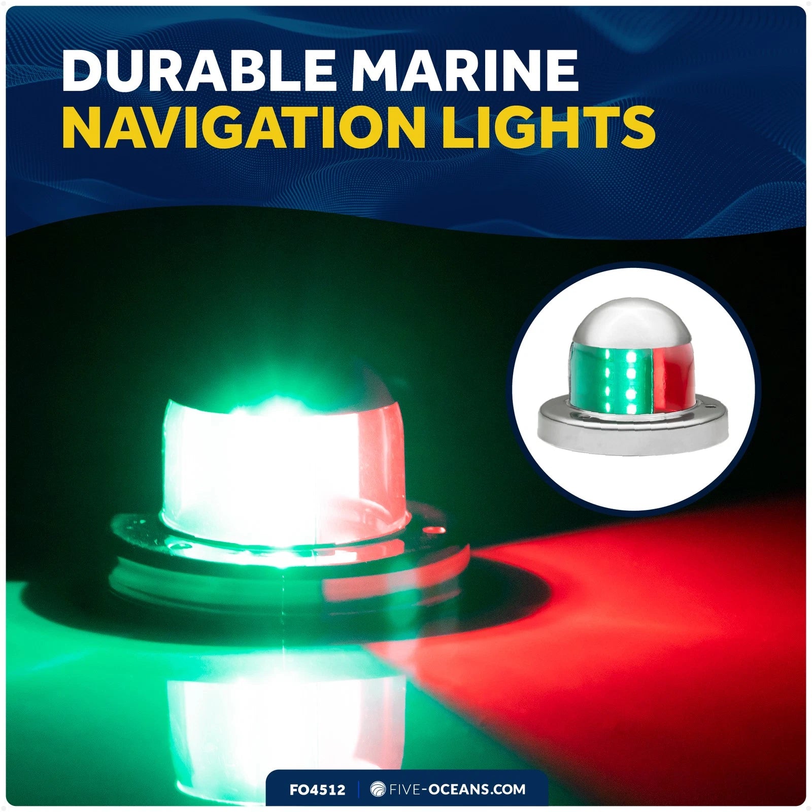 LED Bow Navigation Lights for Boat (Red and Green)