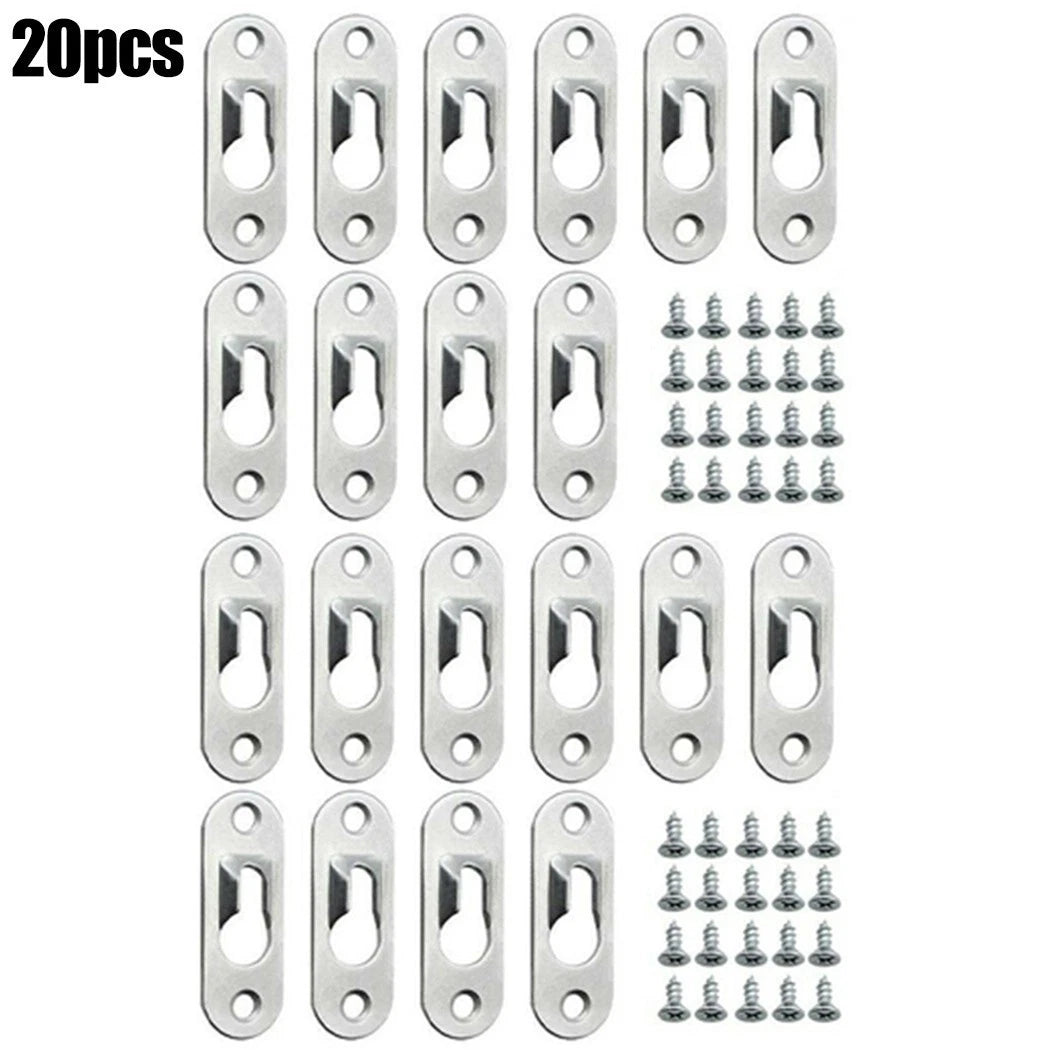 20Pcs Silver Hooks for Mounting Shelves, Cabinets, Pictures, Signs