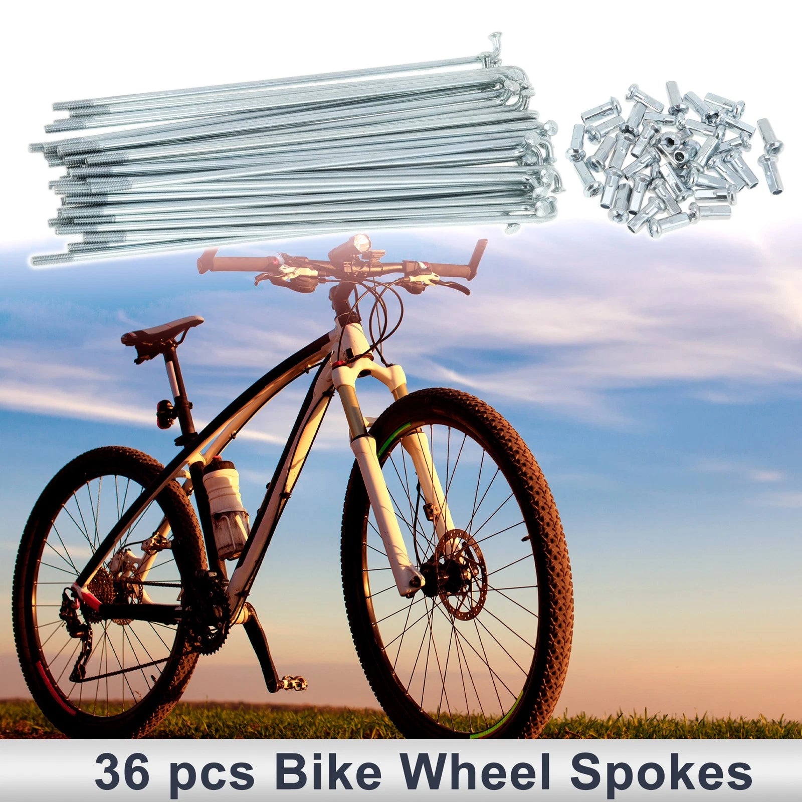 Bicycle Spokes Nipple Set 141mm for 12G Carbon Steel Galvanized Silver (—)
