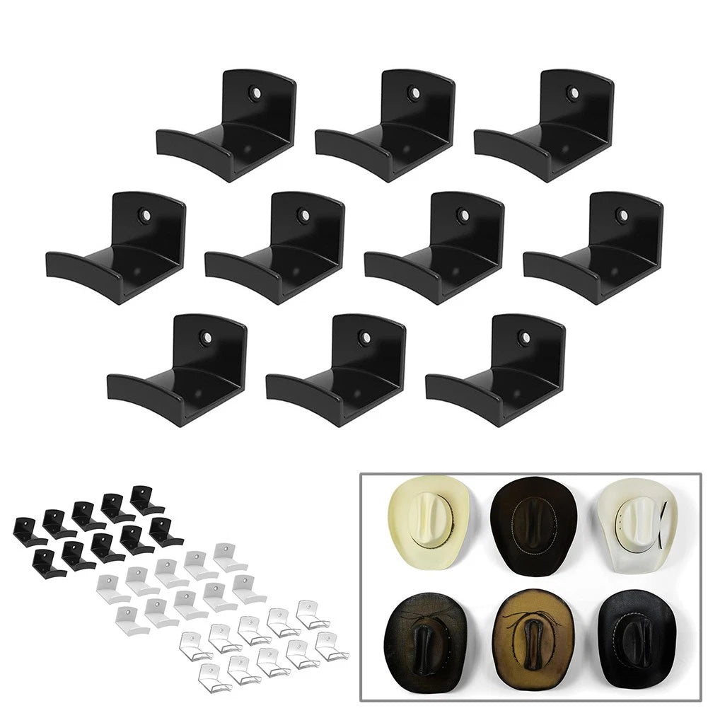 10-Pack Modern Adhesive Hat Hooks for Wall - Cowboy Hat Rack Hanger