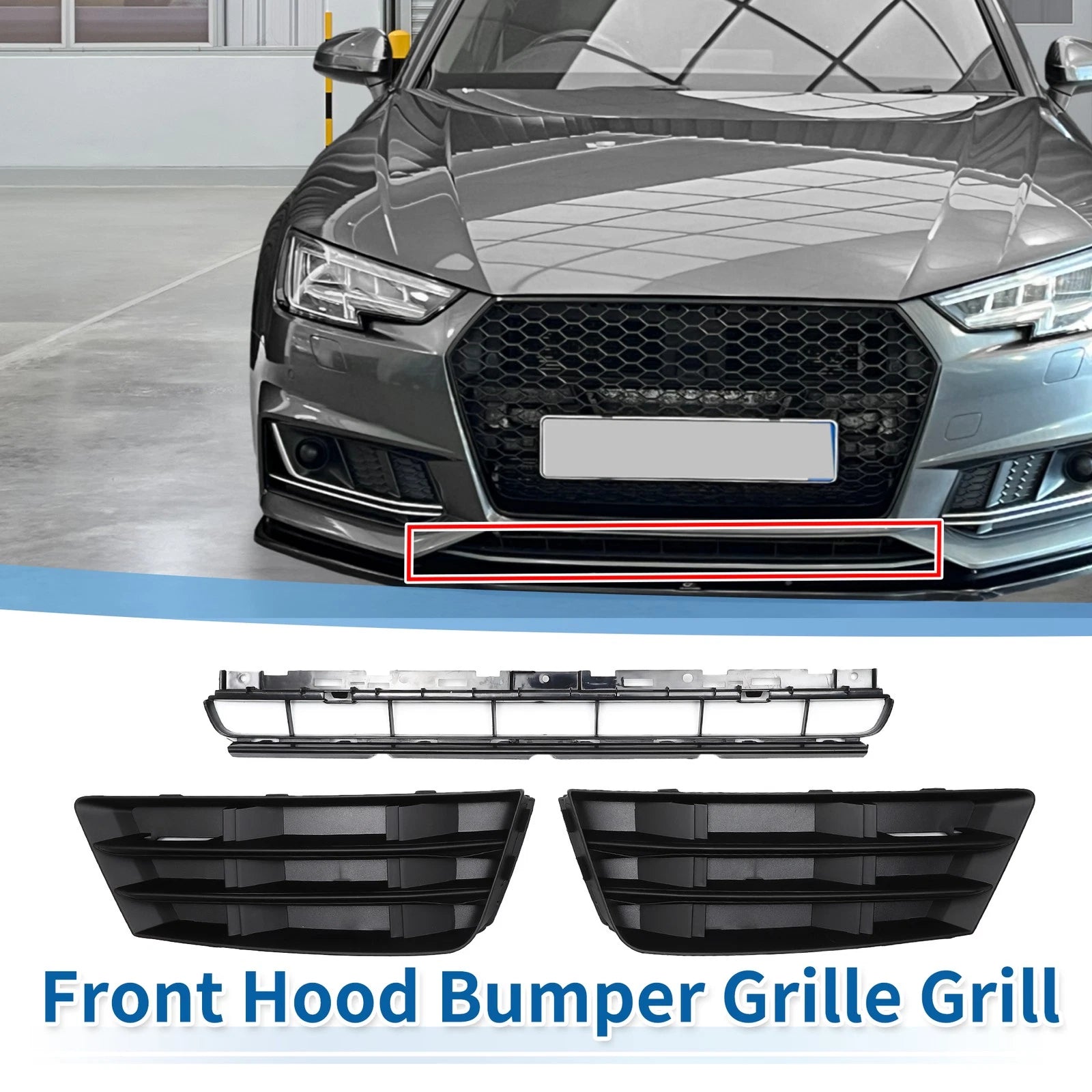 Front Lower Bumper Grille Grill Replacement for Audi A4 B9 (2016–2018)