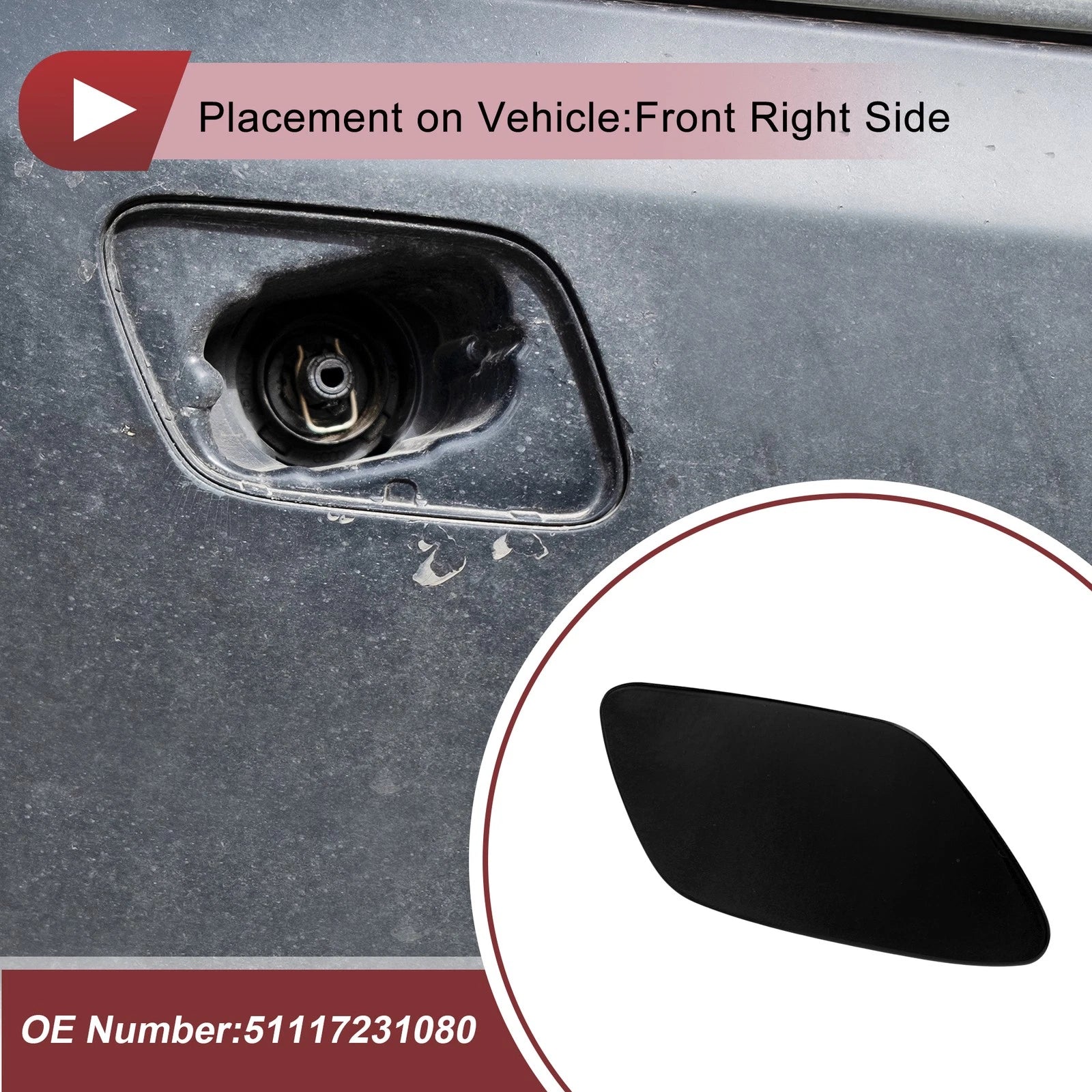 Headlight Washer Nozzle Cover Cap Replacement for BMW Z4 (2009–2016)