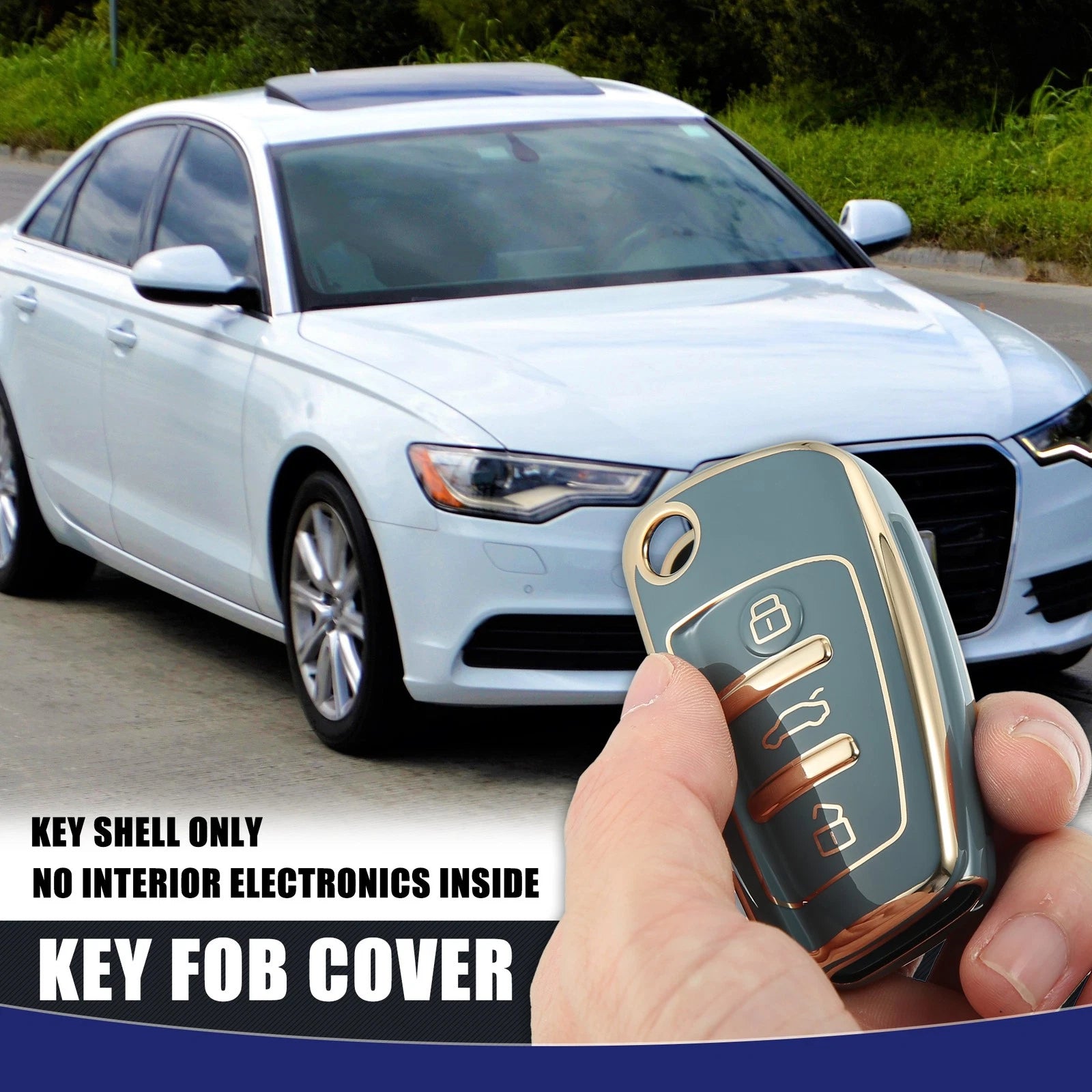 TPU Button Remote Key Fob Case Cover for Audi 3-Button (2010–2018)