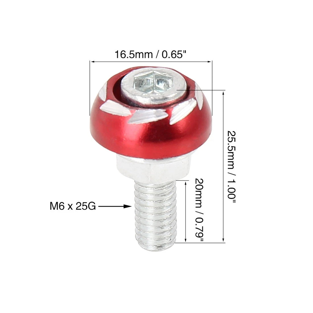 6mm Motorcycle License Plate Frame Bolt Screw Fastener Set for Red (4pcs)