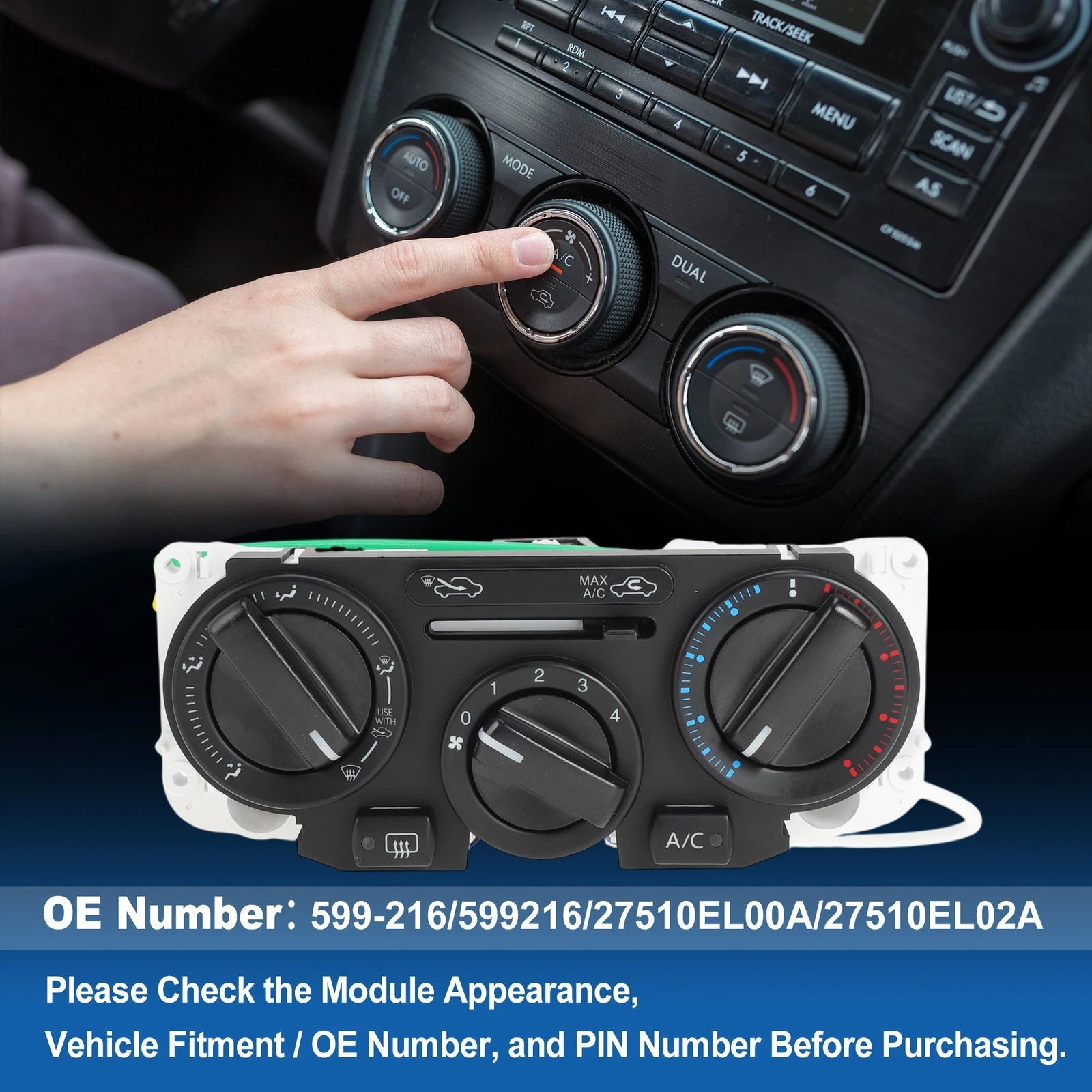 A/C Heater Climate Control Module Panel for Nissan Versa (2007–2011) No.599216
