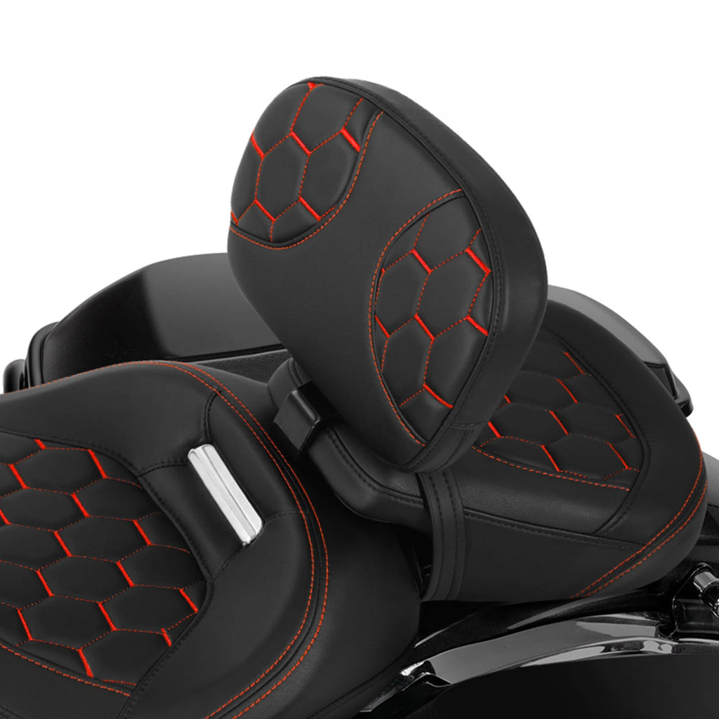 Driver Backrest Pad for Harley Electra Glide, Street Glide (2009–2023) Black/Red