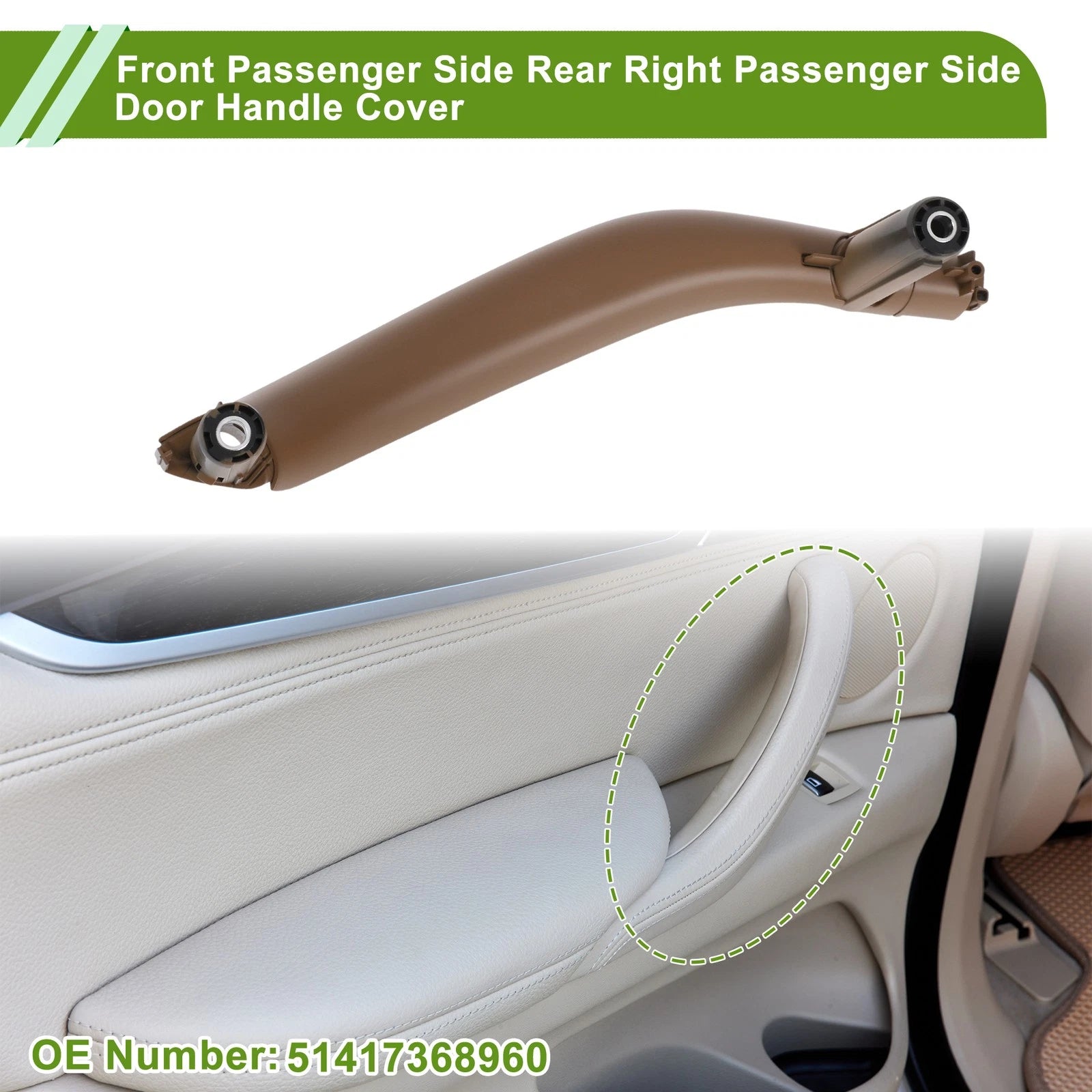 Front Driver Side Door Panel Handle Pull Trim Cover for BMW X5 (2000–2006) No. 51417368960