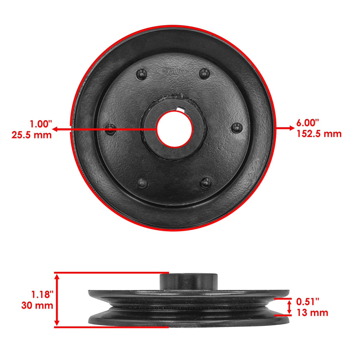 6 Inch Deck Spindle Pulley Replacement for Land Pride AT2572 (2010–2015)