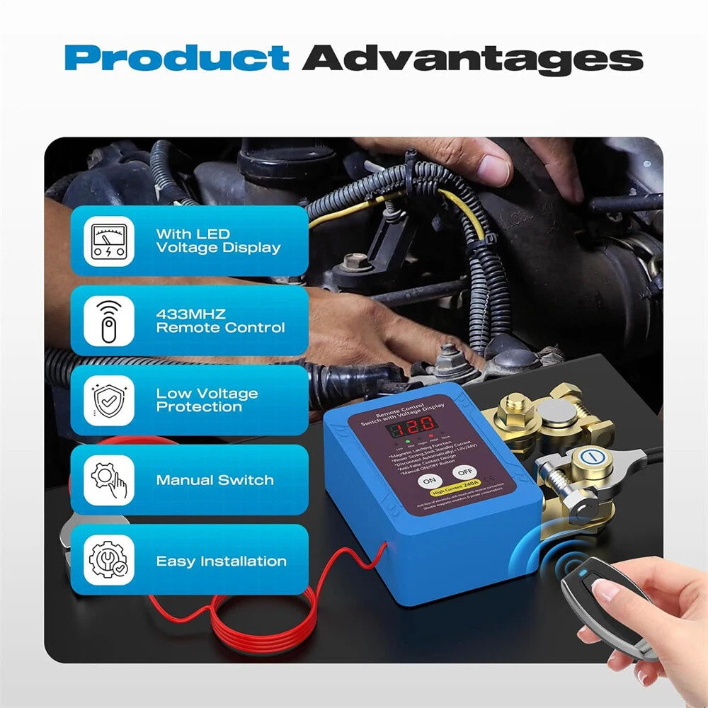 240A Car Battery Disconnect Switch for Universal Vehicles (12V)