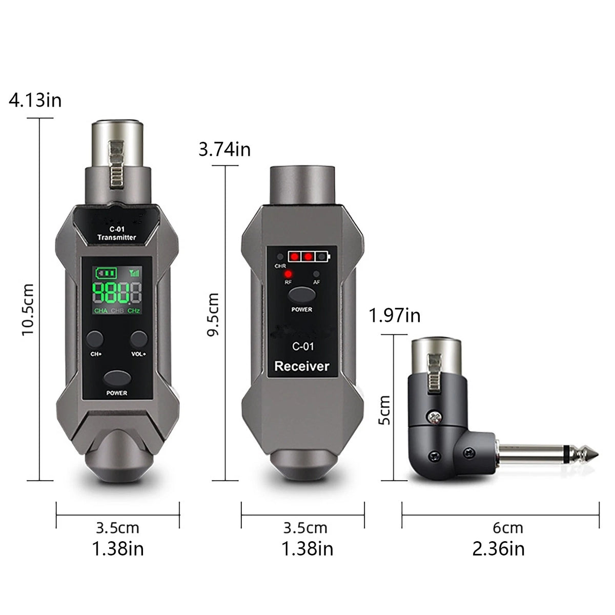 16-Channel Wireless Microphone Transmitter & Receiver with XLR Adapter