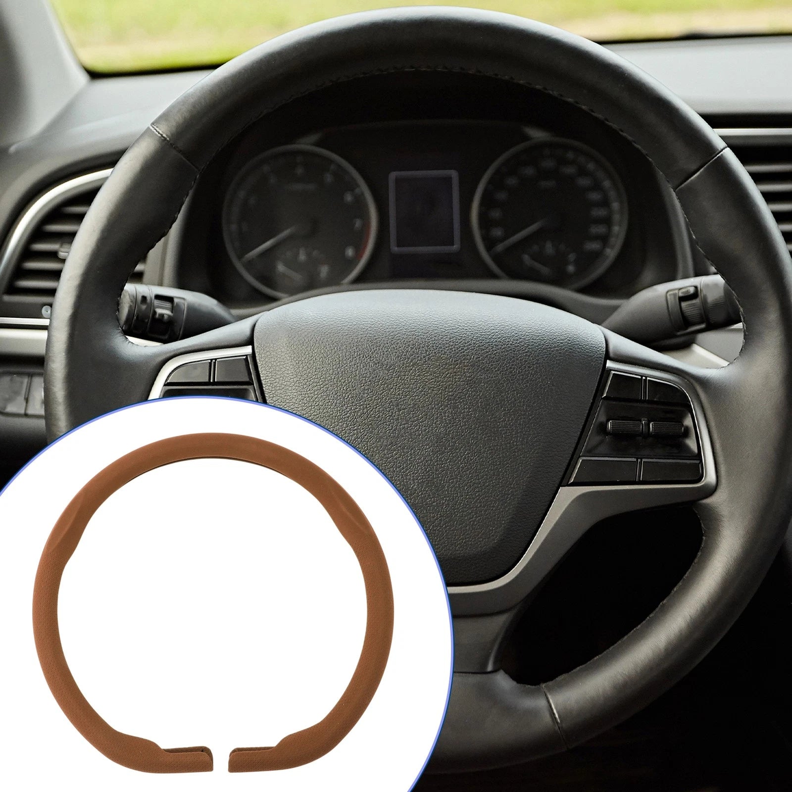 Steering Wheel Cover for Car (14.96", Light Brown)