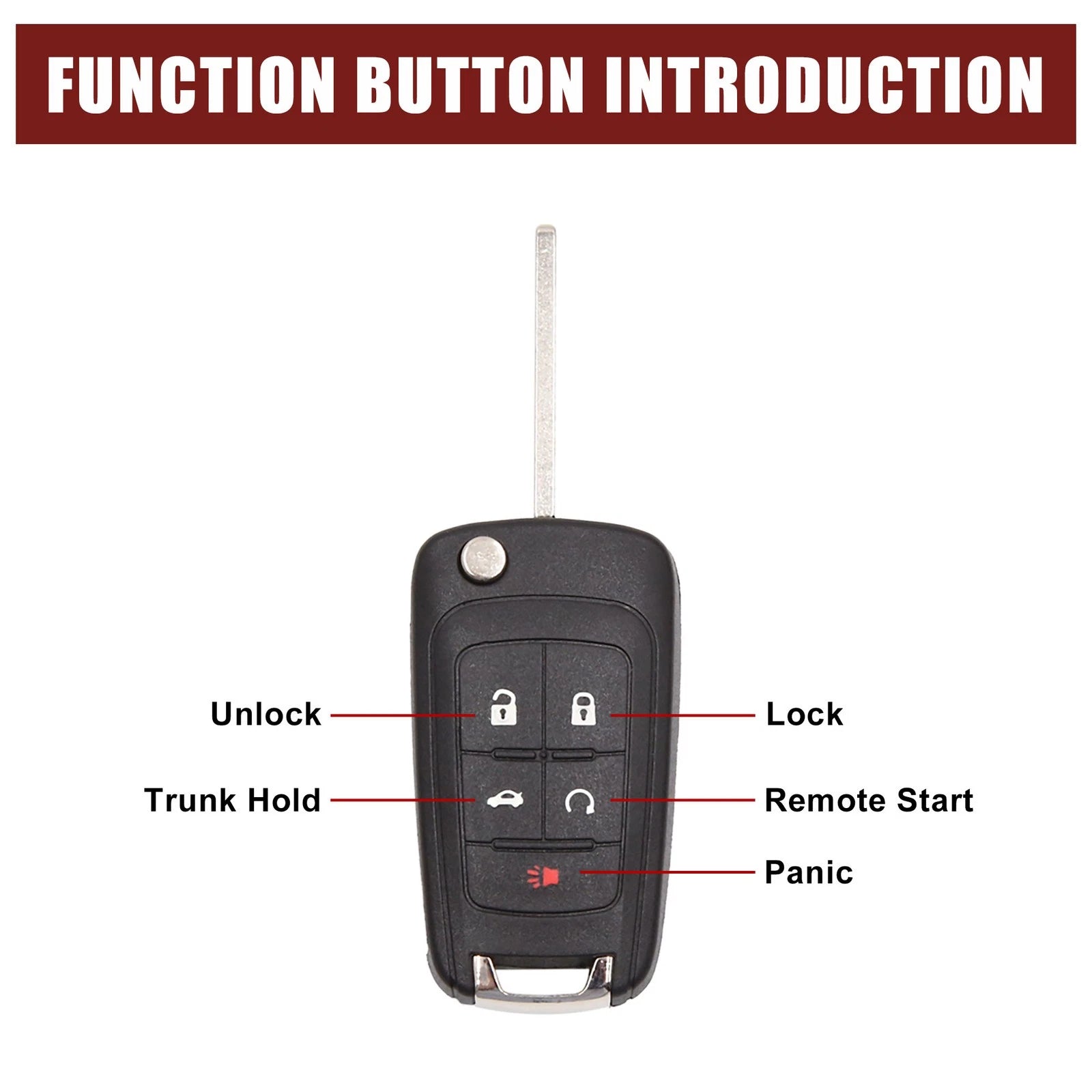 Key Fob Remote Shell Replacement for Chevy Camaro (2010–2013)