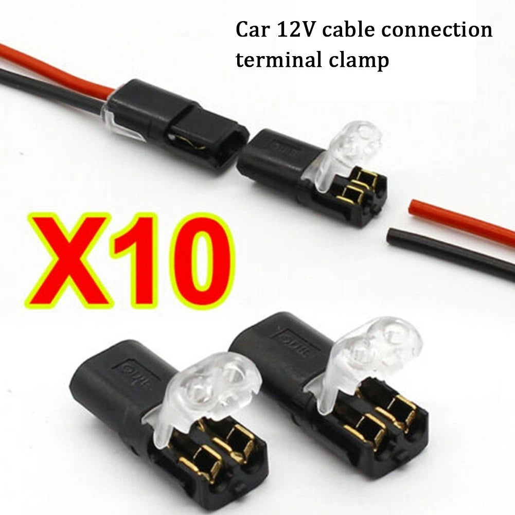 Set of 10 Cable Terminal Clamps for Car 12V Stranded Wire 2pin