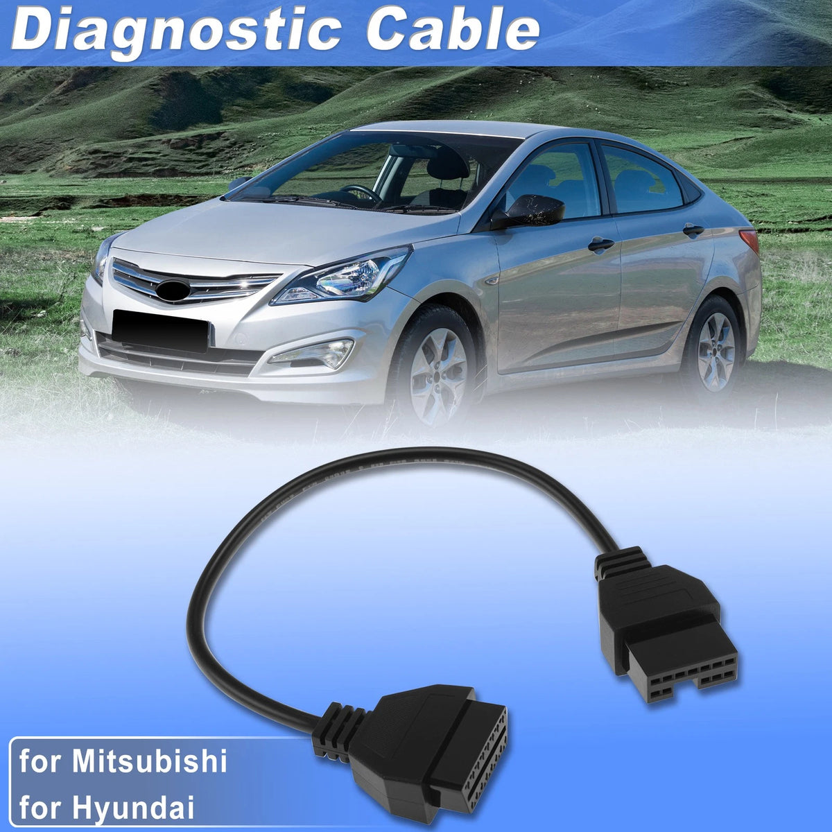 OBD Adapter Cable 12 Pin to 16 Pin for Mitsubishi (OBD1 to OBD2)