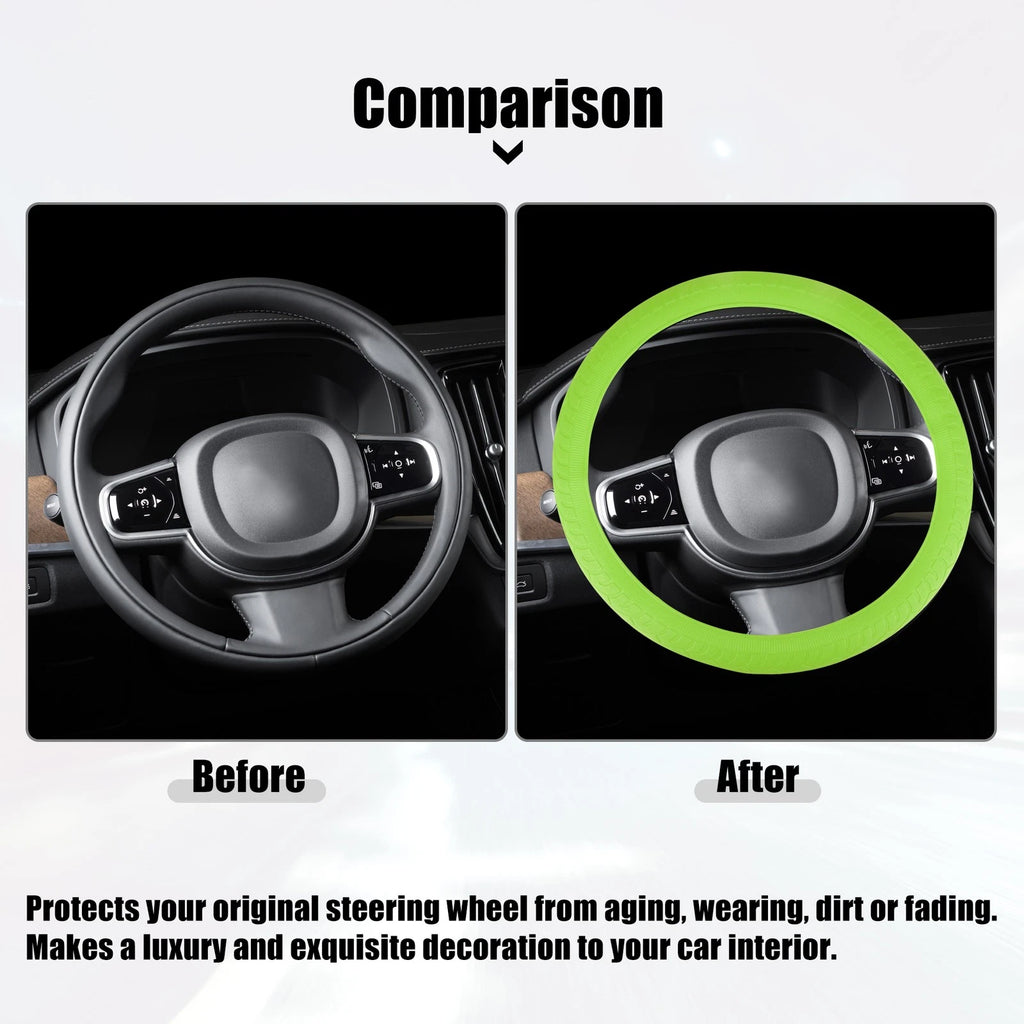 Universal Silicone Steering Wheel Cover 14.6" Green