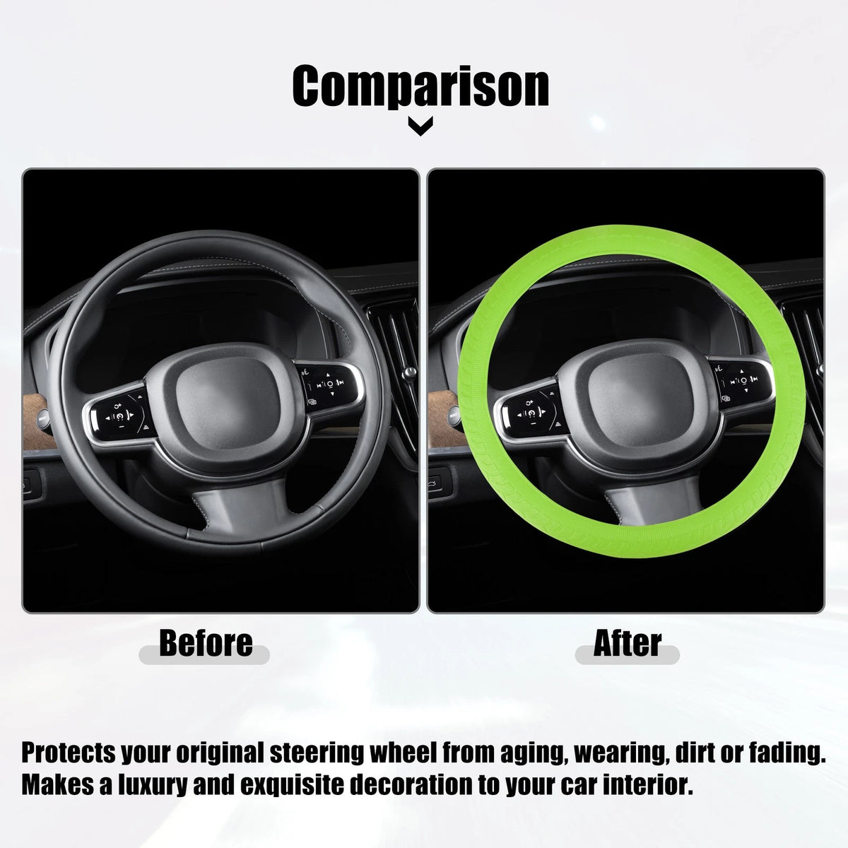 Universal Silicone Steering Wheel Cover 14.6" Green