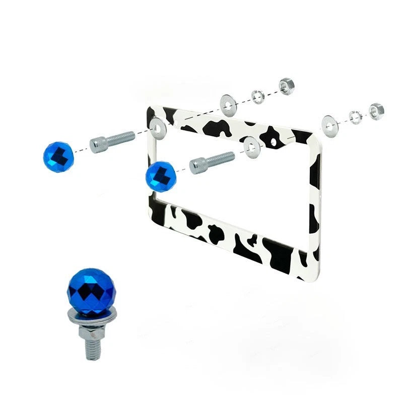 License Plate Screws with Diamond Ball M6 Thread for Cars Bikes
