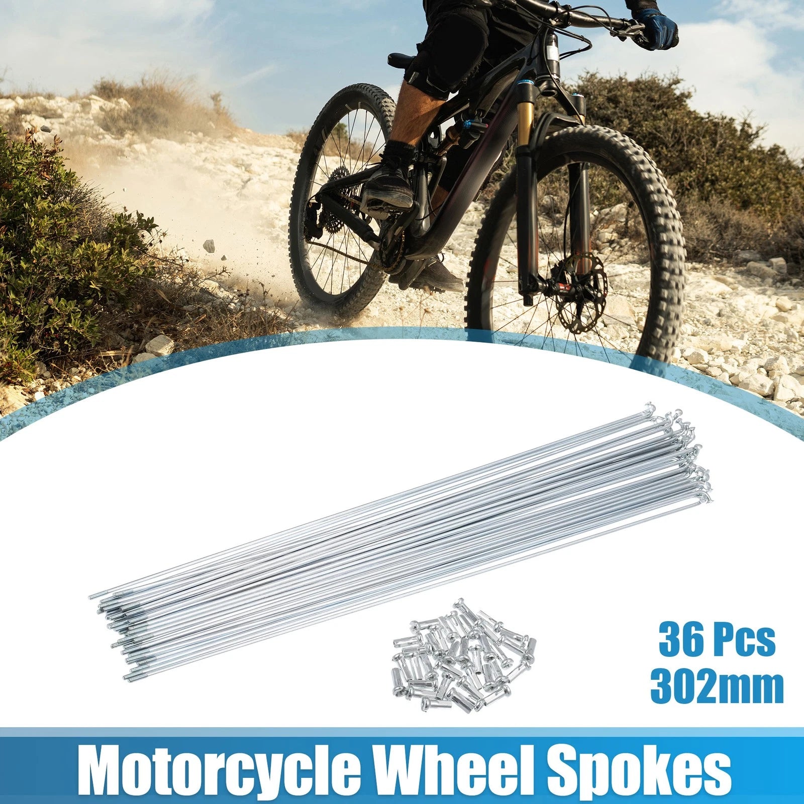 36pcs J Bend Bicycle Spokes Galvanized 14G 302mm with Nipples for Universal (1950–2025)