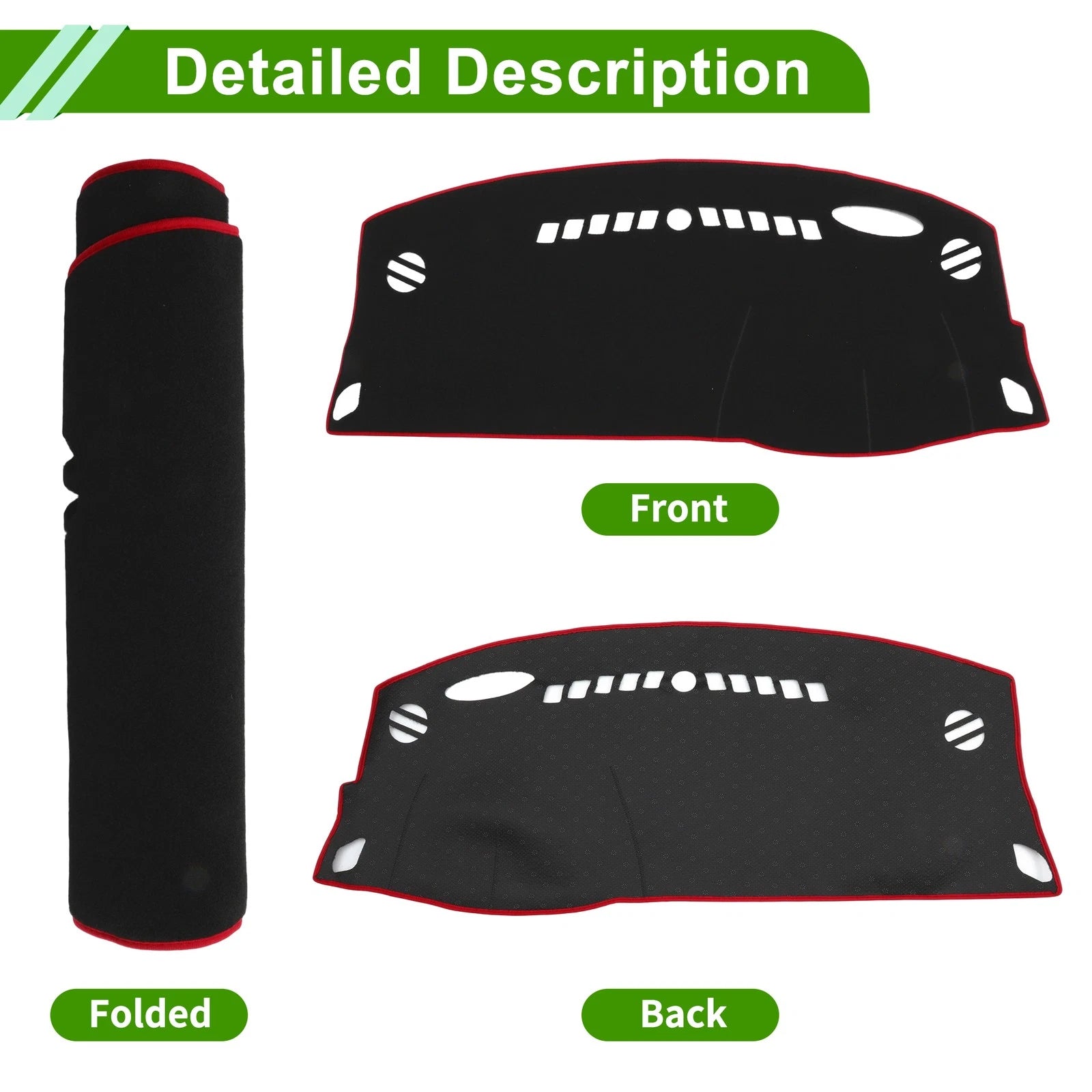 Dash Cover for Opel Astra K (2016–2019) Polyester Black Red Edge 1Pc