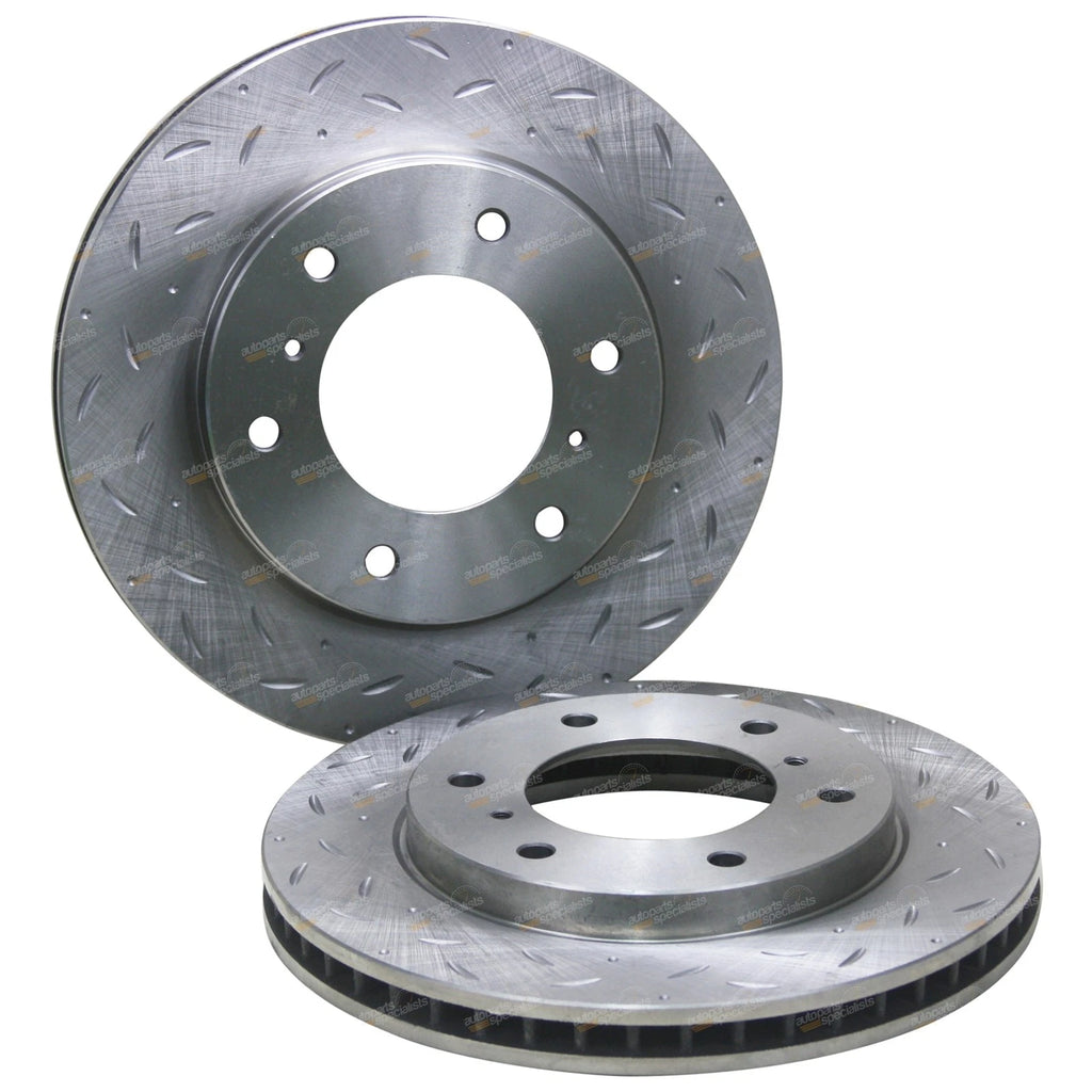 2 Front Slotted Drilled Disc Brake Rotors for Challenger (2009–2015)